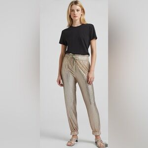 Rose Gold Shimmer Sequins Jogger Pants. Size small